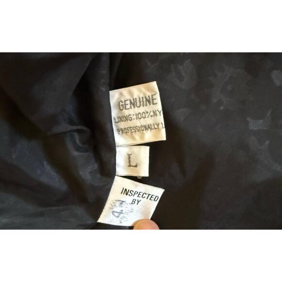 VTG Winlit Black Leather Fringed Cropped Biker Motorcycle Jacket Silver L - Picture 4 of 6